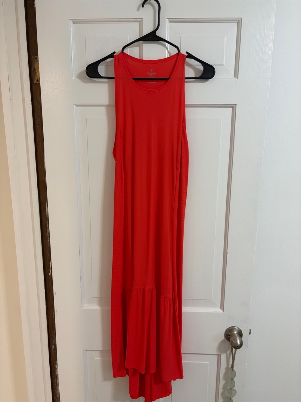 Sweaty Betty Red Sleeveless Maxi Dress with Ruffle Hem